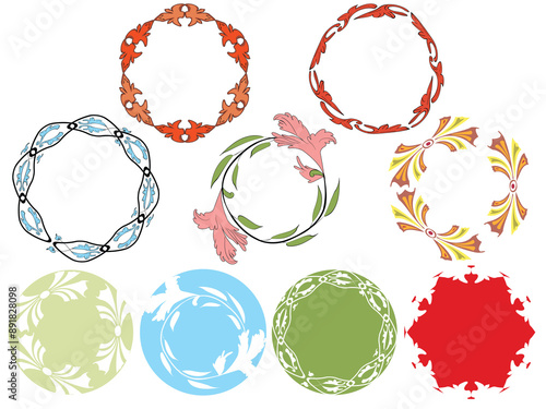 Labels with vintage elements border and imprinted borders