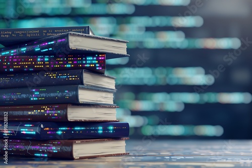 A stack of cybersecurity manuals and coding notebooks, addressing digital security challenges and programming solutions.