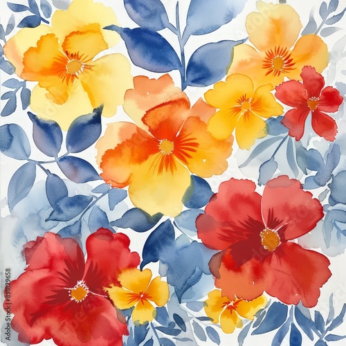 Wallpaper Mural Colorful Watercolor Floral Arrangements Soft Style Torontodigital.ca