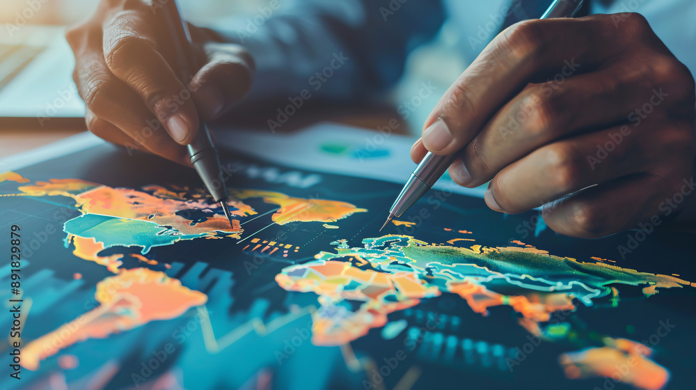 An economist's hands highlight key points in a global economic report. An economist's hands highlight key points in a global economic report.