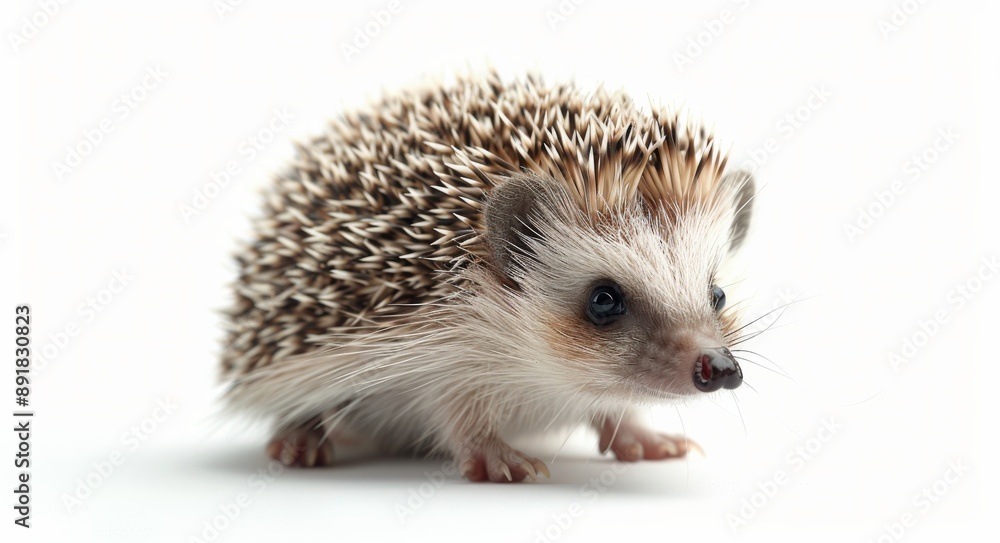 Closeup of a Brown and White Hedgehog on a White Background Closeup of a Brown and White Hedgehog on a White Background