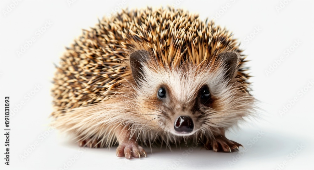 Close Up Of A Brown And Black Hedgehog On A White Background Close Up Of A Brown And Black Hedgehog On A White Background