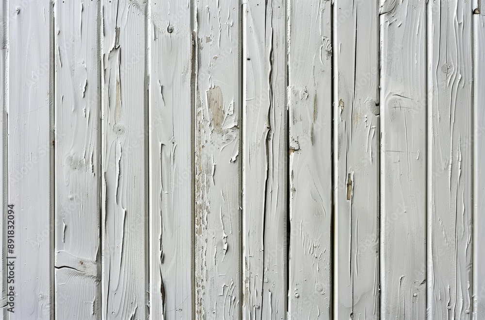 Fototapeta premium Weathered White Wooden Fence Panels