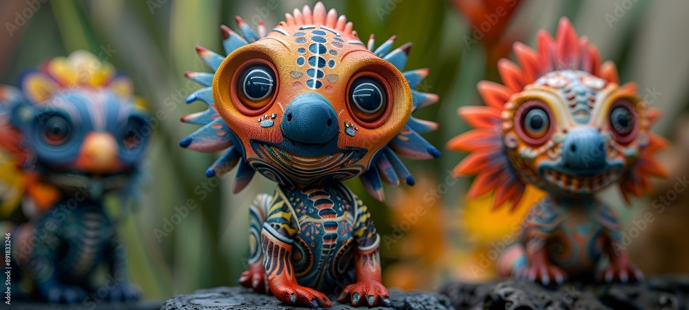 Colorful animal figurines in a group, featuring a variety of shapes and sizes. Colorful animal figurines in a group, featuring a variety of shapes and sizes.