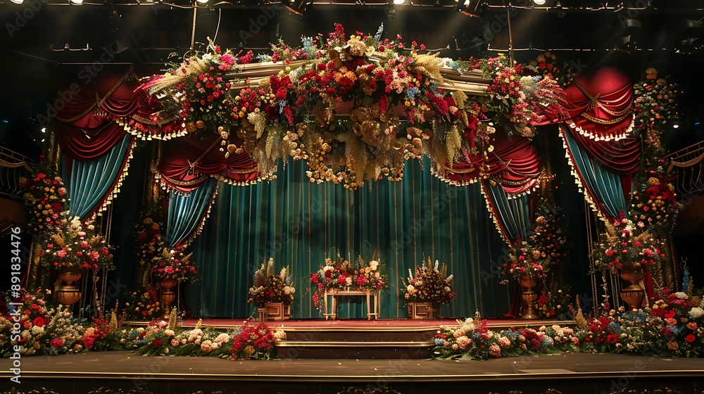 Obraz premium beautifully decorated festival stage with flower arrangements
