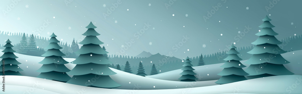 Obraz premium abstract background featuring simple, triangular tree shapes in various sizes with subtle gradient textures, capturing a minimalist Christmas forest scene