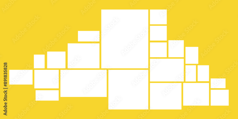 Template composition grid for photos. Realistic collage. Mood board or photo image layout. Design on a yellow background Template composition grid for photos. Realistic collage. Mood board or photo image layout. Design on a yellow background