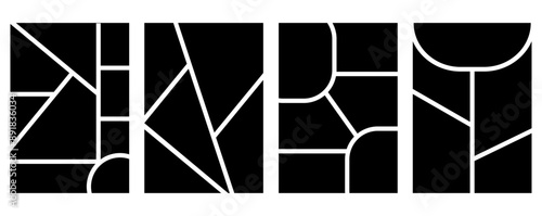 Set of templates minimalistic geometric photo frames. Mood board or photo image layout. Simple trendy geometric design