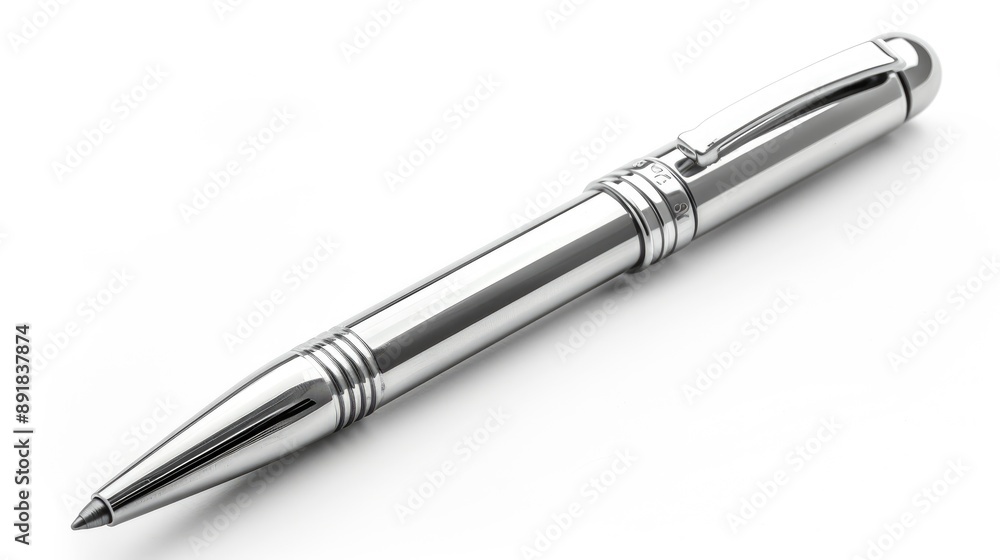 Metallic parts on white background isolated ballpen Metallic parts on white background isolated ballpen