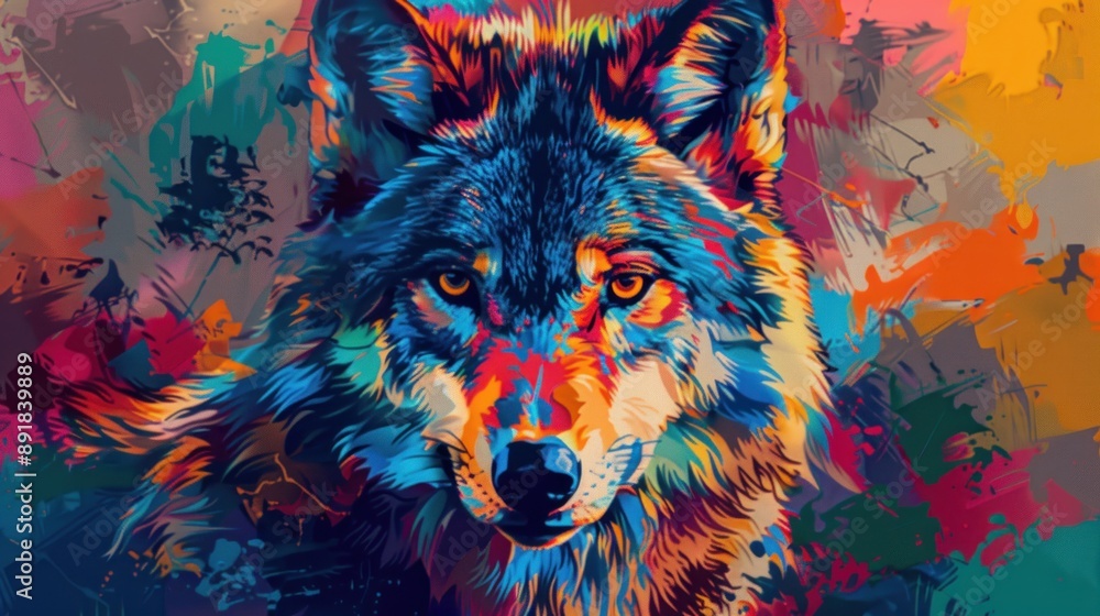 Fototapeta Wolf in Vibrant Colors