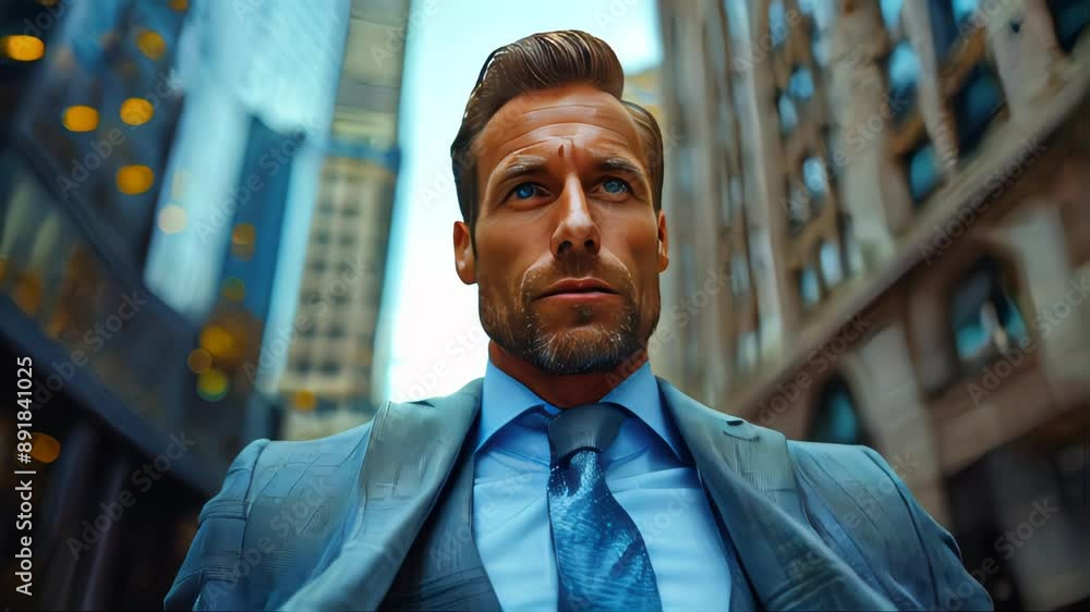 Male businessman office worker in an expensive classic suit in the office Male businessman office worker in an expensive classic suit in the office