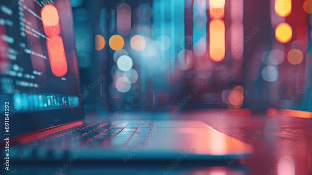 Technology concept Computer on table with blurred background Technology concept Computer on table with blurred background