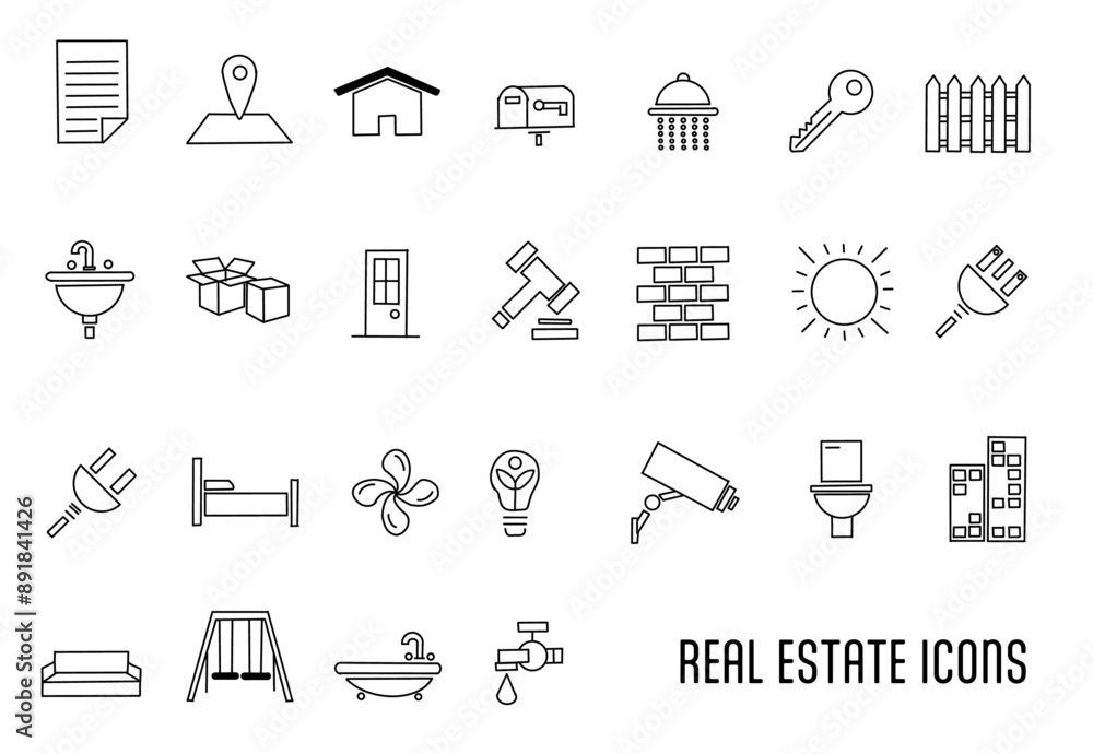 Rental Estate Line Editable Icons set. Vector illustration in modern thin line style of real estate related icons- property types, characteristics, documents, and more. Pictograms and infographics. Rental Estate Line Editable Icons set. Vector illustration in modern thin line style of real estate related icons- property types, characteristics, documents, and more. Pictograms and infographics.