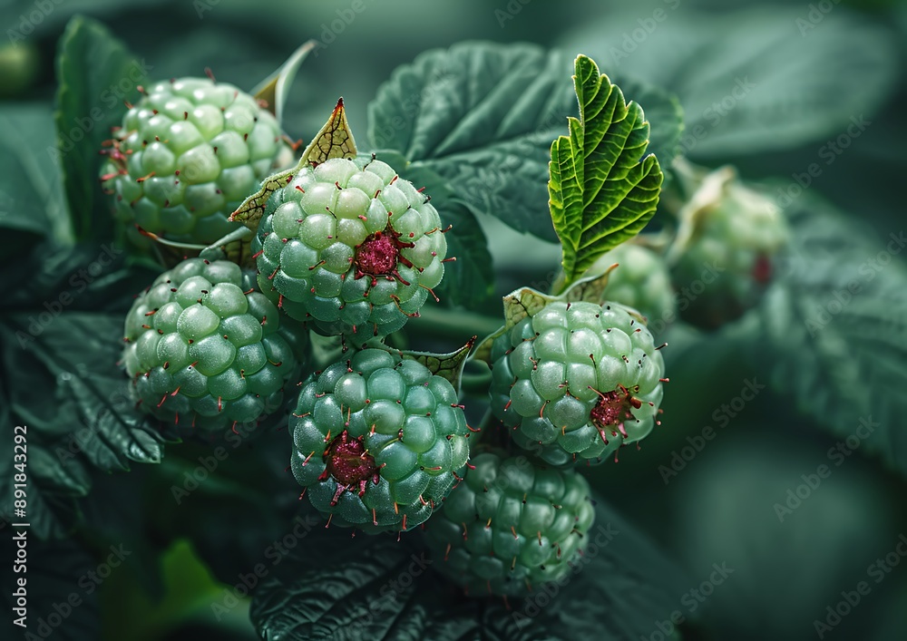 a close up of a plant with green berries. a close up of a plant with green berries.