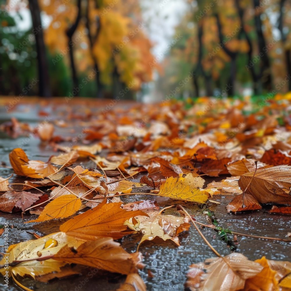 Autumn leaves have fallen and now lay on the ground. Autumn leaves have fallen and now lay on the ground.