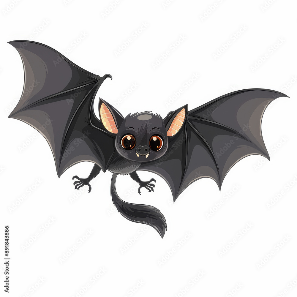 Bat clipart on a white background. Cartoon-style drawing of a wild animal that flies at night. Modern Halloween illustration with a spooky and cute animal. Bat clipart on a white background. Cartoon-style drawing of a wild animal that flies at night. Modern Halloween illustration with a spooky and cute animal.