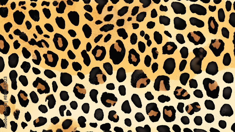 Seamless leopard skin pattern, animal print, 16:9, 300 dpi with space for text Seamless leopard skin pattern, animal print, 16:9, 300 dpi with space for text