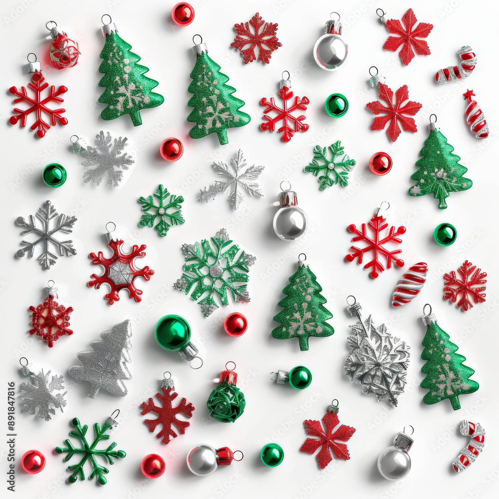 Christmas Ornaments with Snowflakes and Trees Christmas Ornaments with Snowflakes and Trees