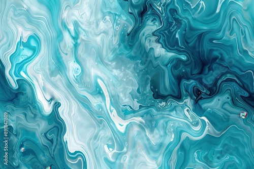 Vibrant and chic colorful liquid paint smartphone wallpaper in teal, blue, and white abstract design, artistic 3d rendering