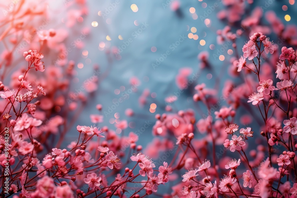Delicate Pink Blossoms with Sparkling Background Delicate Pink Blossoms with Sparkling Background