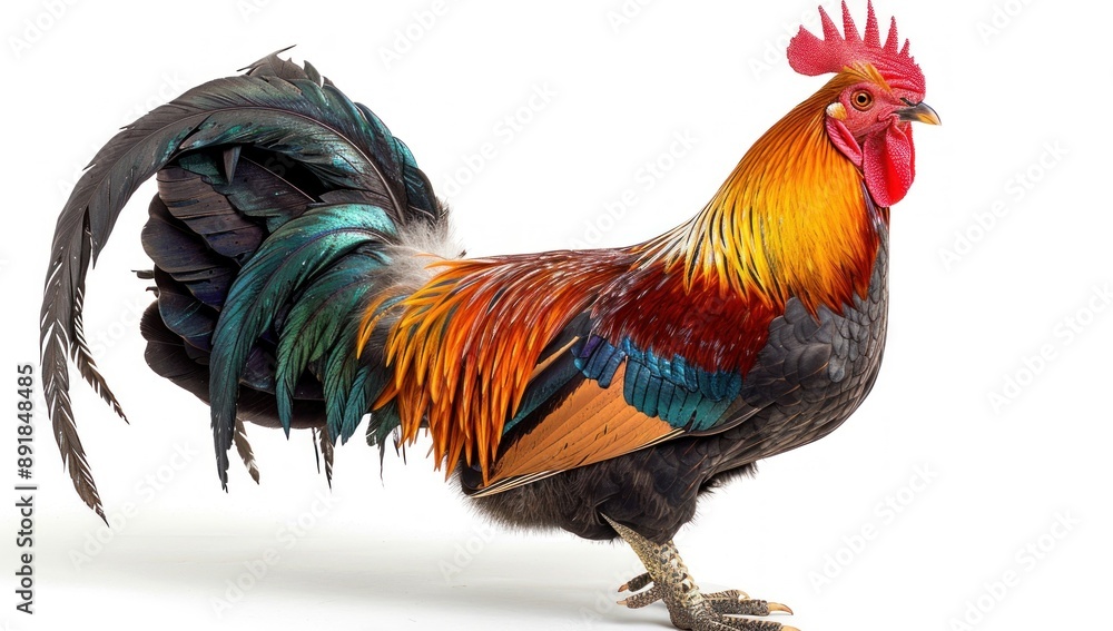 Fototapeta premium A Majestic Rooster with Vibrant Plumage
