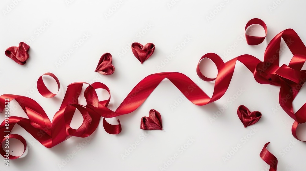 Heart shaped ribbons on a white backdrop Heart shaped ribbons on a white backdrop