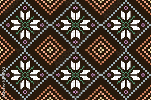 Cross Stitch. Geometric ethnic patterns. Design for Saree, Patola, Sari, Dupatta, Vyshyvanka, rushnyk, dupatta, Clothing, fabric, batik, Knitwear, Embroidery, Ikkat, Pixel pattern. Traditional Design