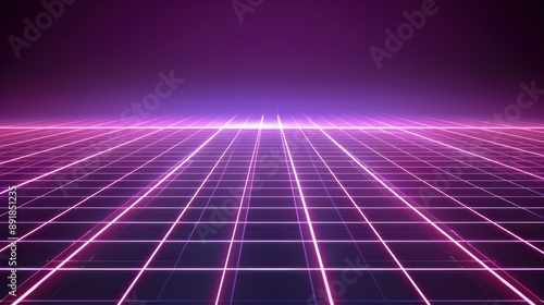 Neon Grid, Abstract Purple Background