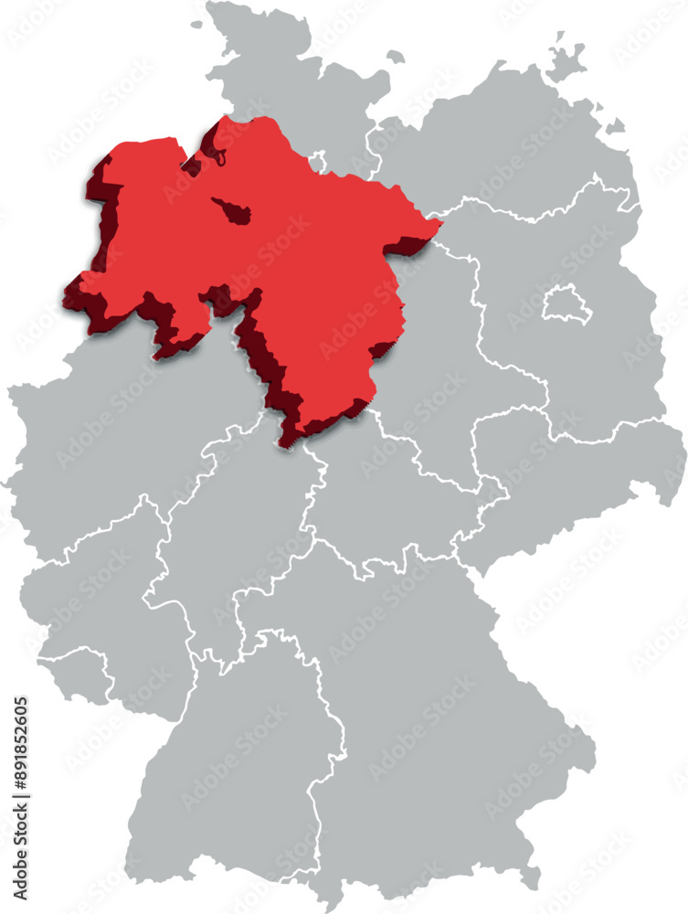 Fototapeta premium Lower Saxony MAP STATE OF GERMANY 3D ISOMETRIC MAP