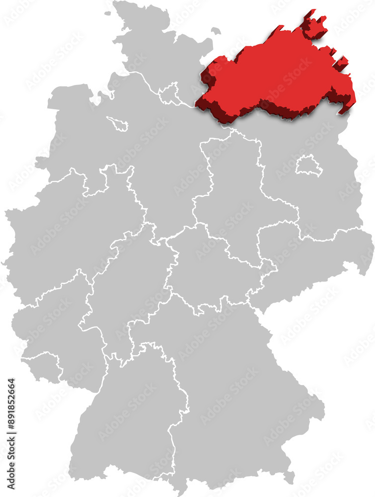 Mecklenburg Vorpommern MAP STATE OF GERMANY 3D ISOMETRIC MAP Mecklenburg Vorpommern MAP STATE OF GERMANY 3D ISOMETRIC MAP