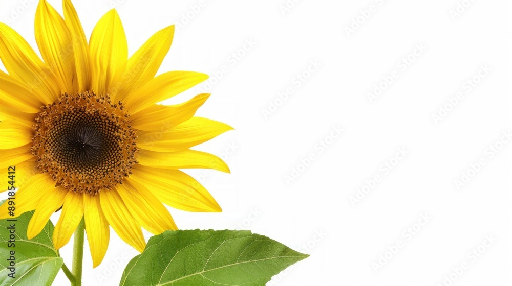 Obraz premium Vibrant Yellow Sunflower on White Background