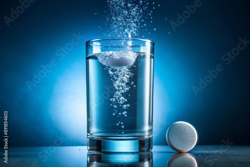 Obraz na płótnie Effervescent pill dissolving in glass of water w salonie