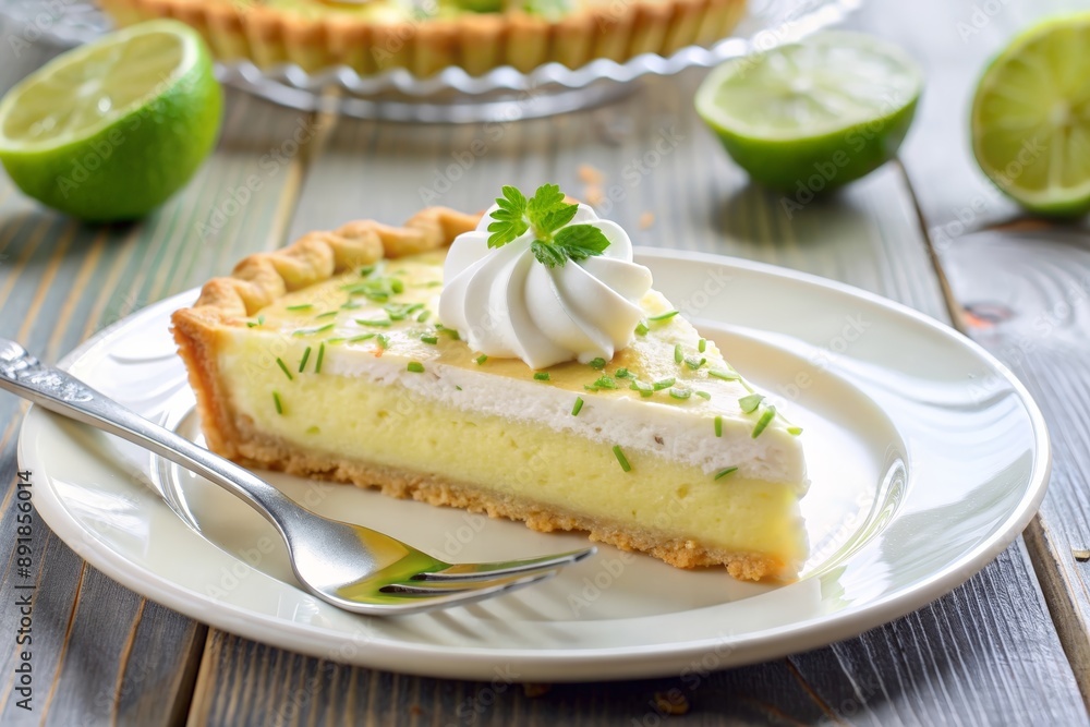 Lime tart with a dollop of whipped cream Lime tart with a dollop of whipped cream
