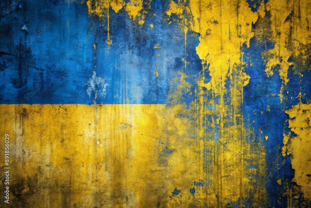 Abstract grunge wallpaper that merges vivid yellow and blue