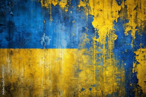 Obraz na płótnie Abstract grunge wallpaper that merges vivid yellow and blue w salonie