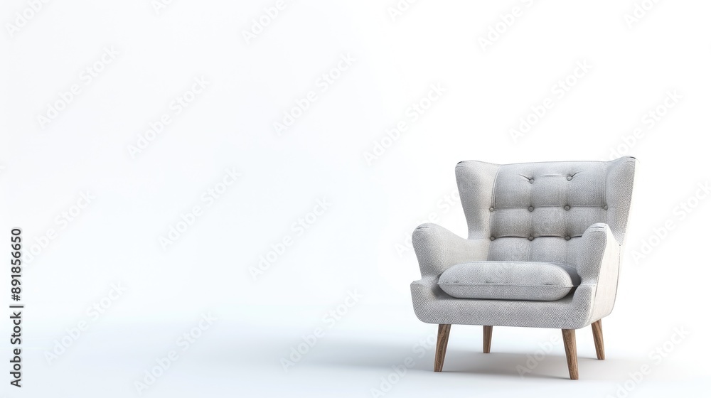 Fototapeta premium Isolated studio shot of a cozy chair on a white background