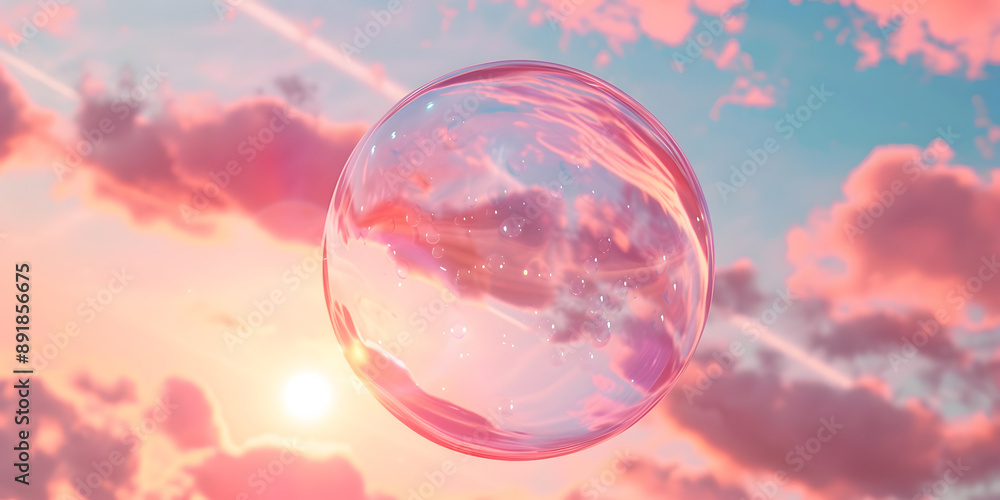 A soap bubble against the background of the sky A soap bubble against the background of the sky