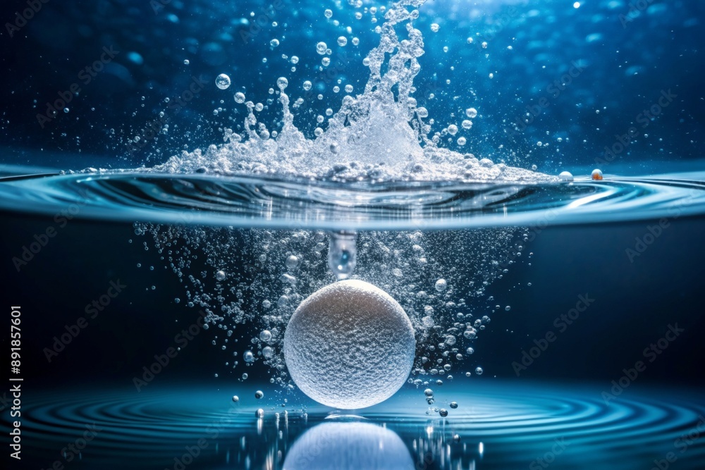 Effervescent pill dissolving in water