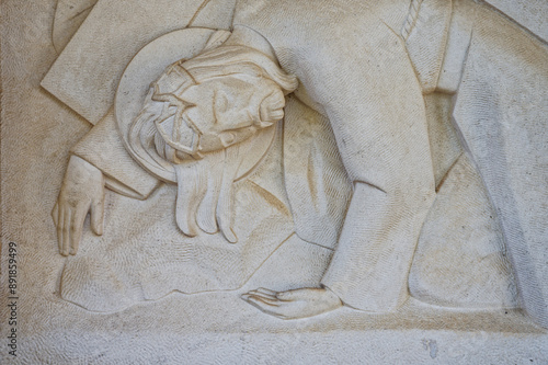 Jesus falls for the third time. Station IX of the Way of the Cross. Valinhos (Fátima), Portugal. photo