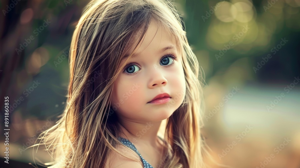 Thoughtful Little Girl with Blue Eyes Thoughtful Little Girl with Blue Eyes