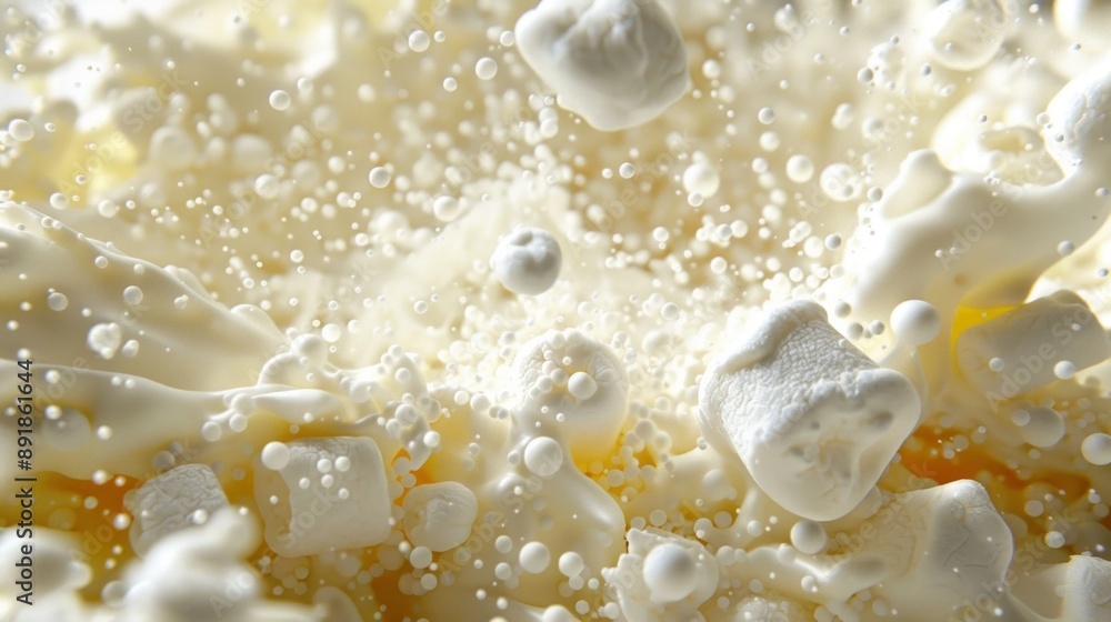Marshmallows and creamy swirls burst forth in a playful explosion of sugary goodness. Marshmallows and creamy swirls burst forth in a playful explosion of sugary goodness.