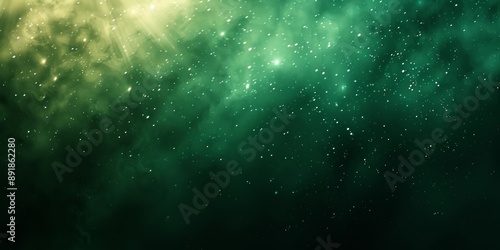 Dark green color gradient grainy background, illuminated spot on black, noise texture effect, wide banner size, Generative AI © Moments Captured
