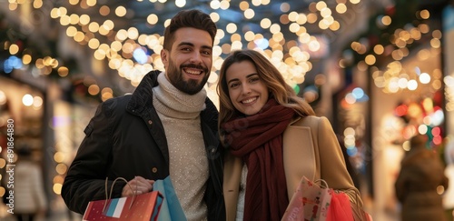 Couple Shopping In Christmas Market