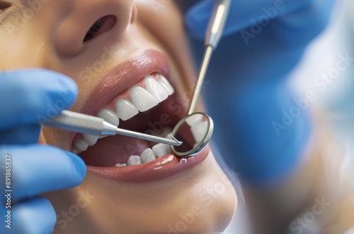 Woman Smiling During Dental Checkup