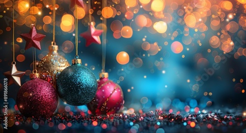 Christmas Ornaments Hanging With Lights