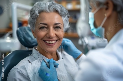 Woman Smiling in Dentist Chair