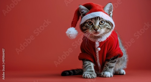 Cat In Santa Suit For Christmas