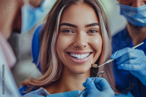 Woman Smiling in Dentist Chair