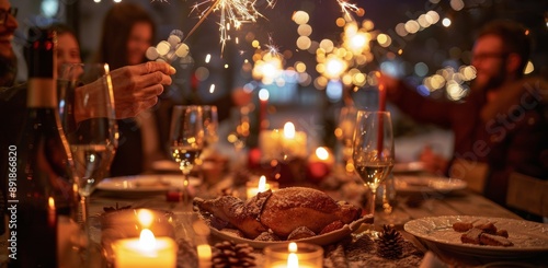 Festive Dinner With Sparklers