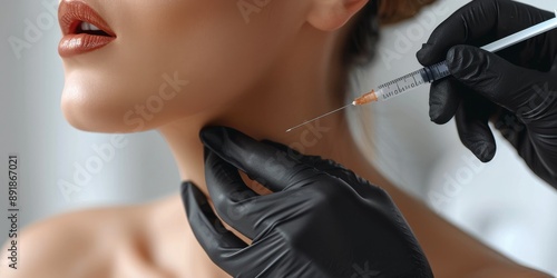 Woman Receiving Neck Injection photo